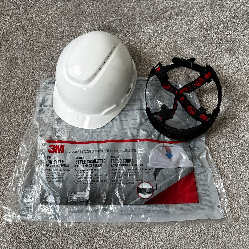 NEW 3M Pinlock Hard Hat Vented White